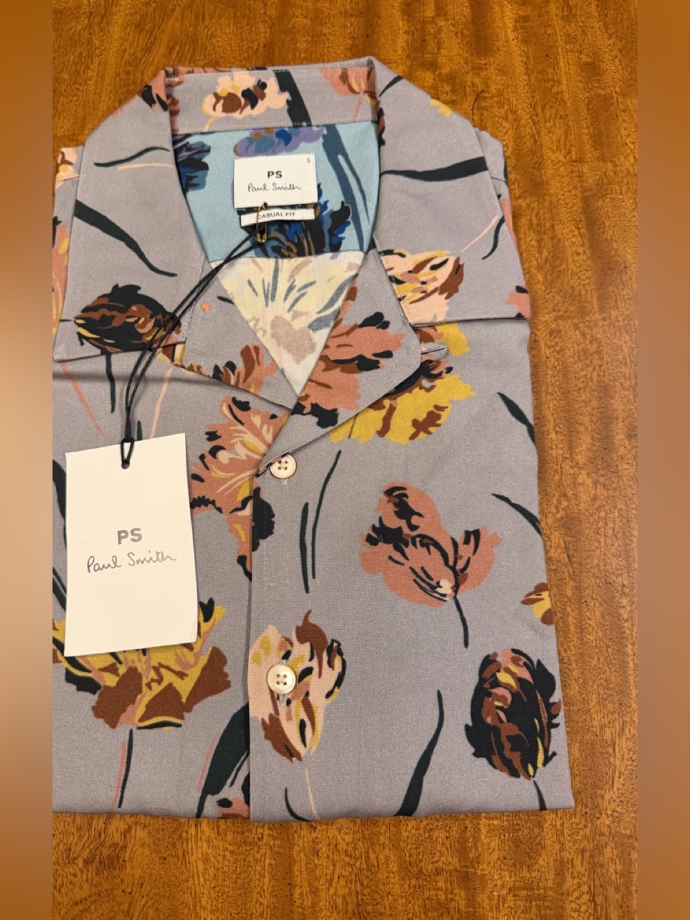 PS PAUL SMITH men’s Floral  Viscose Short-Sleeve Button-Down Shirt